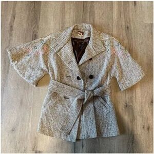 Anotah Wool Tweed Blend Multicolored Blazer Jacket EUC